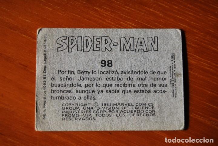 Coleccionismo cromos antiguos: Cromo Spiderman N.98 1981 - Foto 2
