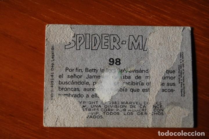 Coleccionismo cromos antiguos: Cromo Spiderman N.98 1981 - Foto 2