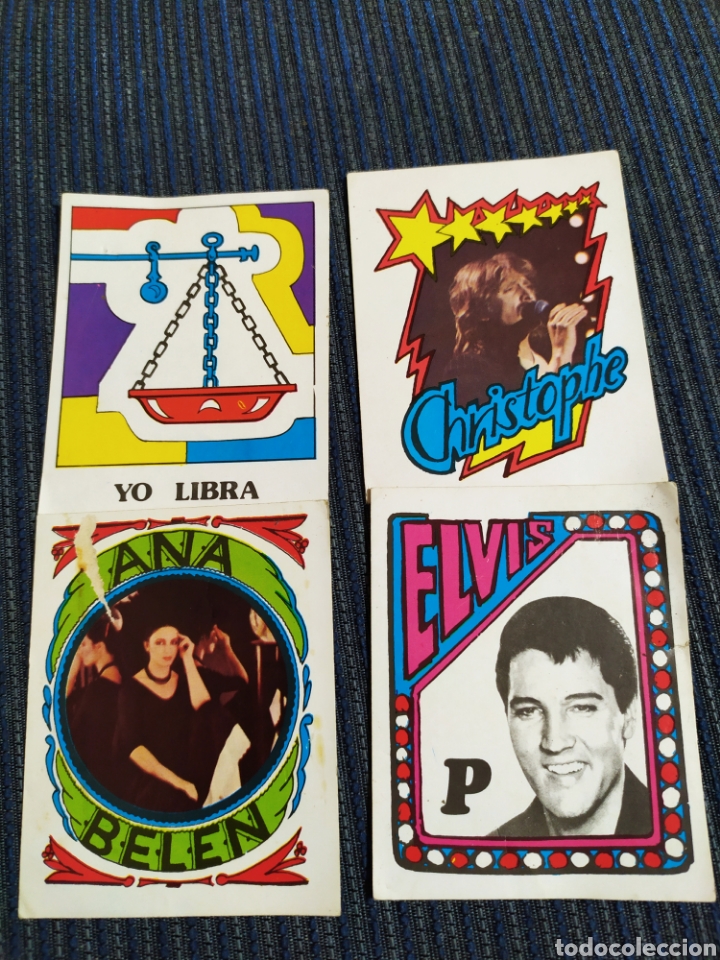 Coleccionismo Cromos antiguos: lote 4 cromos elvis, ana belen, cristoph, libra