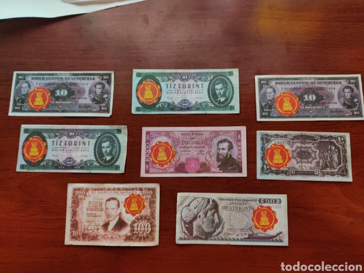 Coleccionismo Cromos antiguos: ESTAMOS LIQUIDANDO. Lote de 8 Cromos billetes tele banco canci&oacute;n 1970