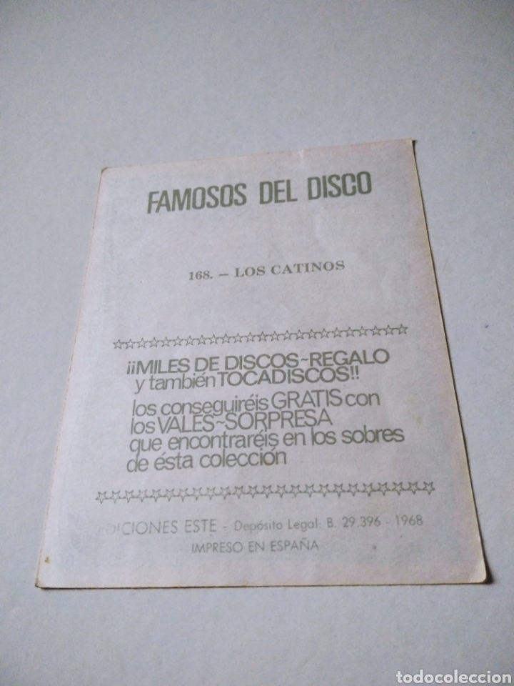 Coleccionismo cromos antiguos: Famosos del disco, los catinos - Foto 2
