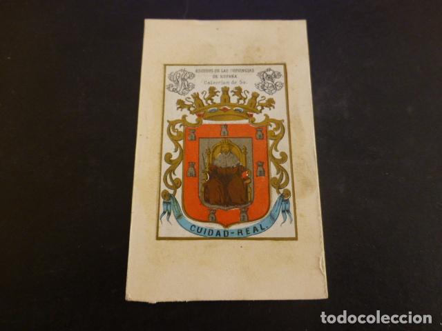Collectionnisme Cartes &agrave; collectionner anciennes: CIUDAD REAL ESCUDO DE LA PROVINCIA CROMO MONTADO SOBRE CARTON HACIA 1860