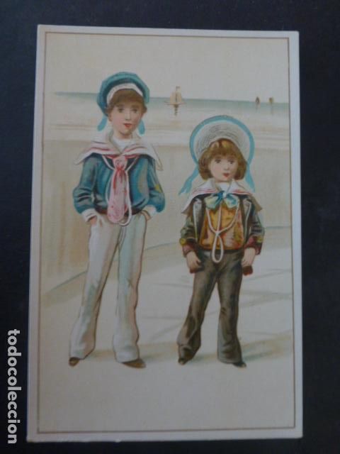Colecionismo Cromos antigos: NI&Ntilde;OS MARINEROS ANTIGUO CROMO SIGLO XIX