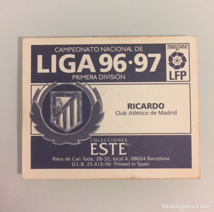 Coleccionismo cromos antiguos: Cromo Ricardo Atl&eacute;tico de Madrid 96/97 - Foto 2