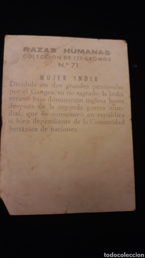 Coleccionismo cromos antiguos: Cromo coleccionable razas humanas - Foto 2