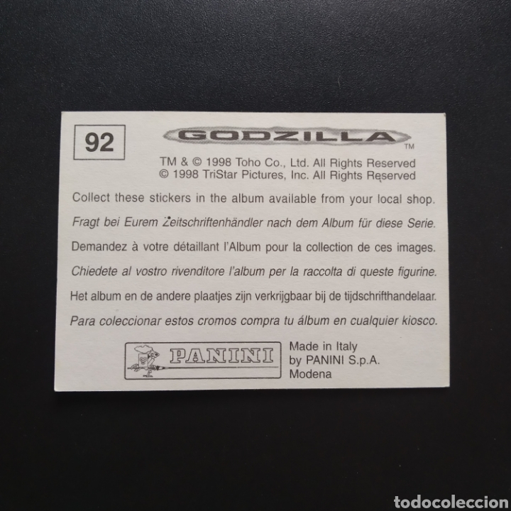 Coleccionismo cromos antiguos: CROMO - N&deg; 092 - GODZILLA - PANINI - A&Ntilde;O 1998 - Foto 2