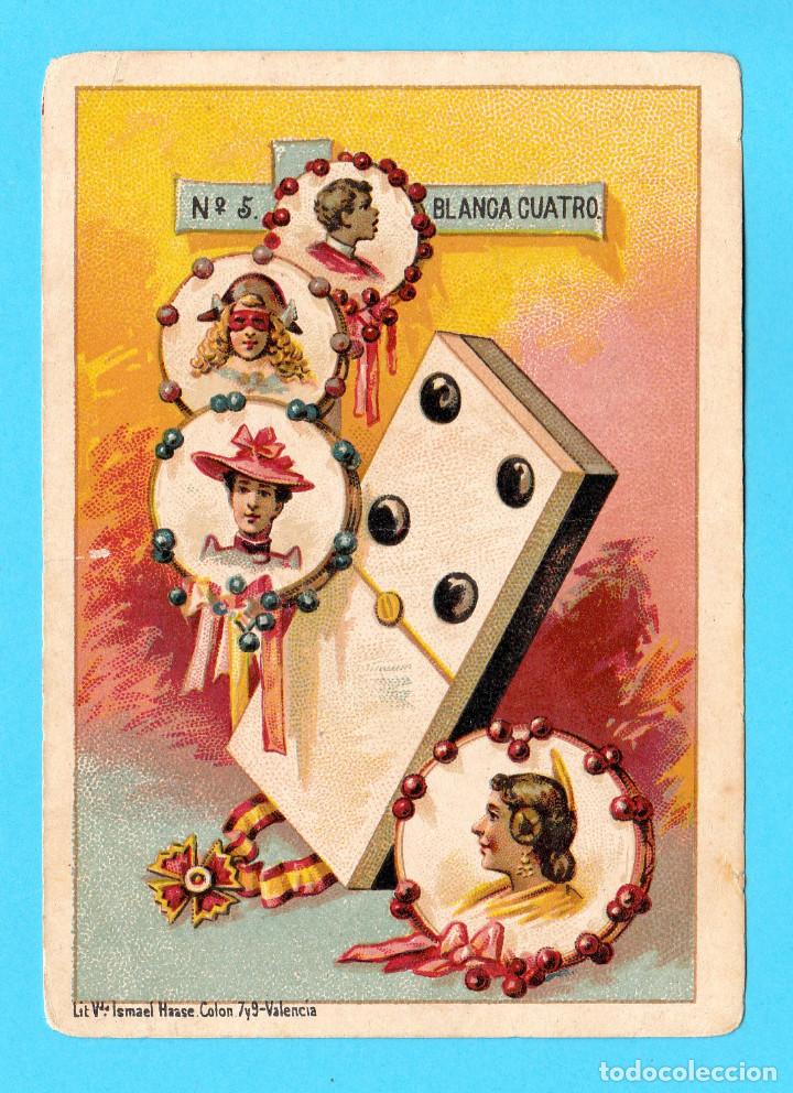 Coleccionismo Cromos antiguos: CROMO N&ordm; 5, BLANCA CUATRO. PERTENECIENTE JUEGO DEL DOMINO DE CHOCOLATES EL BARCO, VALENCIA.