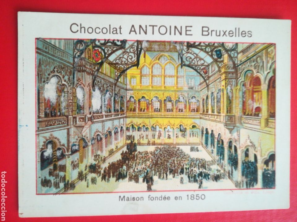 Coleccionismo cromos antiguos: La bolsa de Amberes (Anvers, La Bourse). Cromo Chocolat Antoine Bruxelles. Precioso