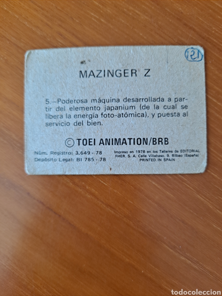 Coleccionismo cromos antiguos: Cromo Mazinger. N.5. Fher. 1978 - Foto 2