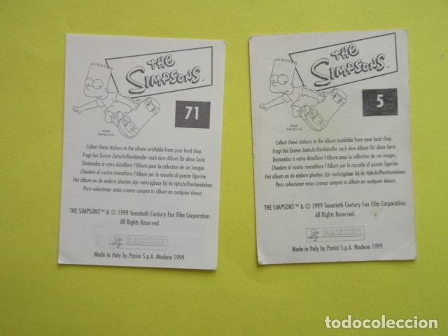 Coleccionismo cromos antiguos: THE SIMPSONS N&ordm; 71 y 5 PANINI 1999 - Foto 2