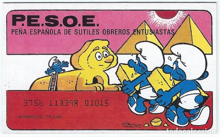 Coleccionismo cromos antiguos: Cromo - Tarjeta - Pitufos - PESOE - Foto 1