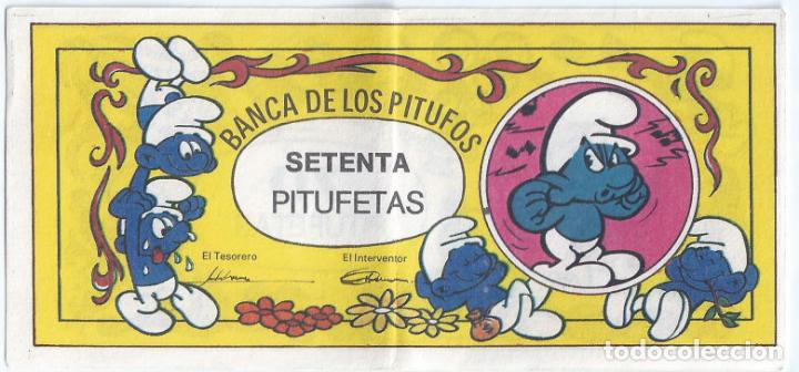 Coleccionismo cromos antiguos: 70 pitufetas - Banca del pitufo - Foto 2
