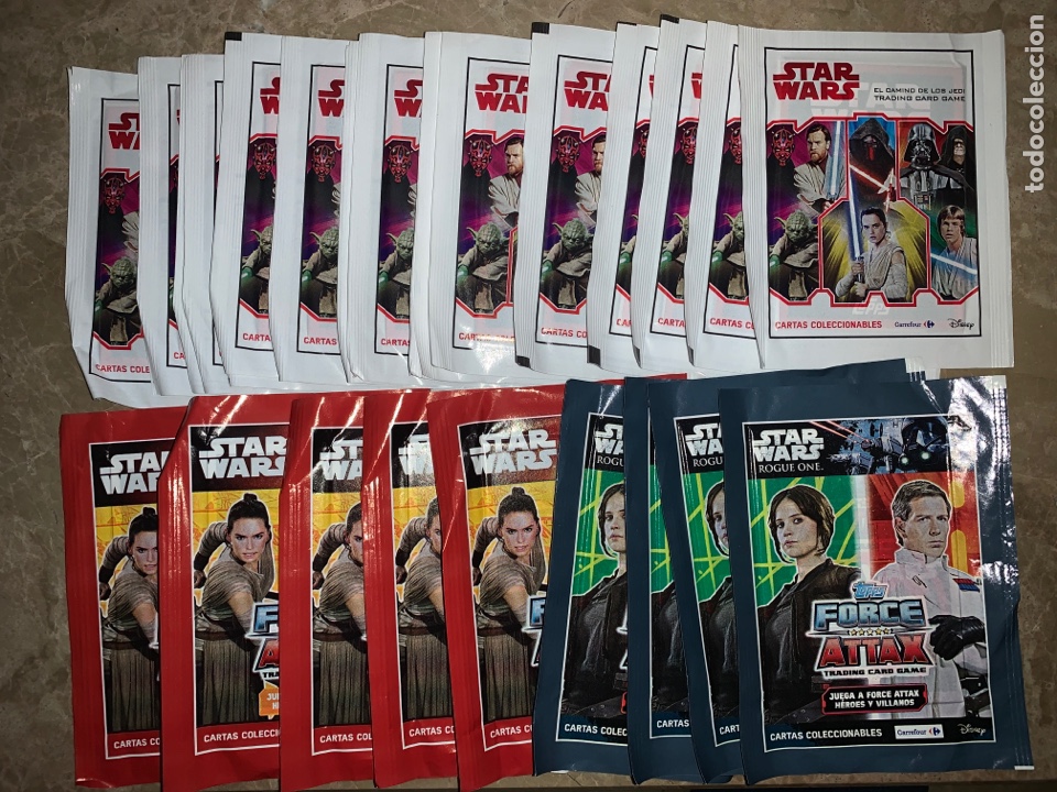 Coleccionismo Cromos antiguos: Lote de 25 sobres de cartas de Star Wars - Star Wars Rogue One // Carrefour - Disney