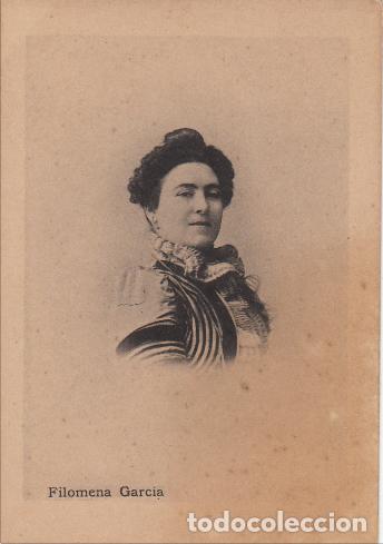 Coleccionismo Cromos antiguos: Filomena Garc&iacute;a Fototipia J. Thomas Foto Esplugas Barcelona Antonio Rosich Soprano Zarzuela Teatro