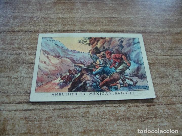 Coleccionismo Cromos antiguos: CROMO ADVENTURE PICTURES AMBUSHED BY MEXICAN BANDITS