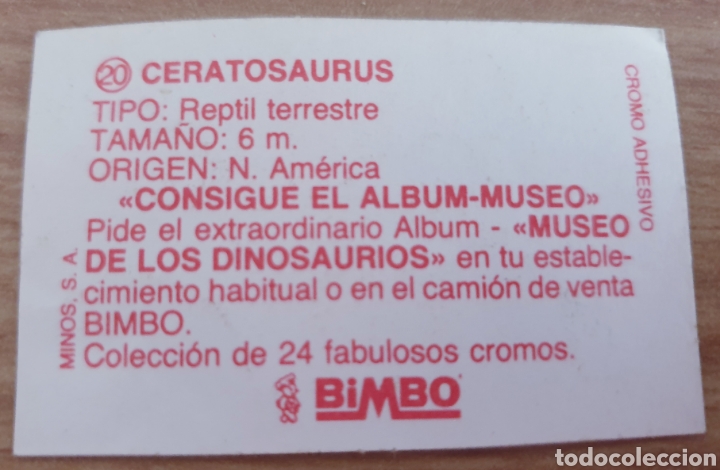 Coleccionismo cromos antiguos: Cromo Dinosaurios Bimbo 20 - Foto 2
