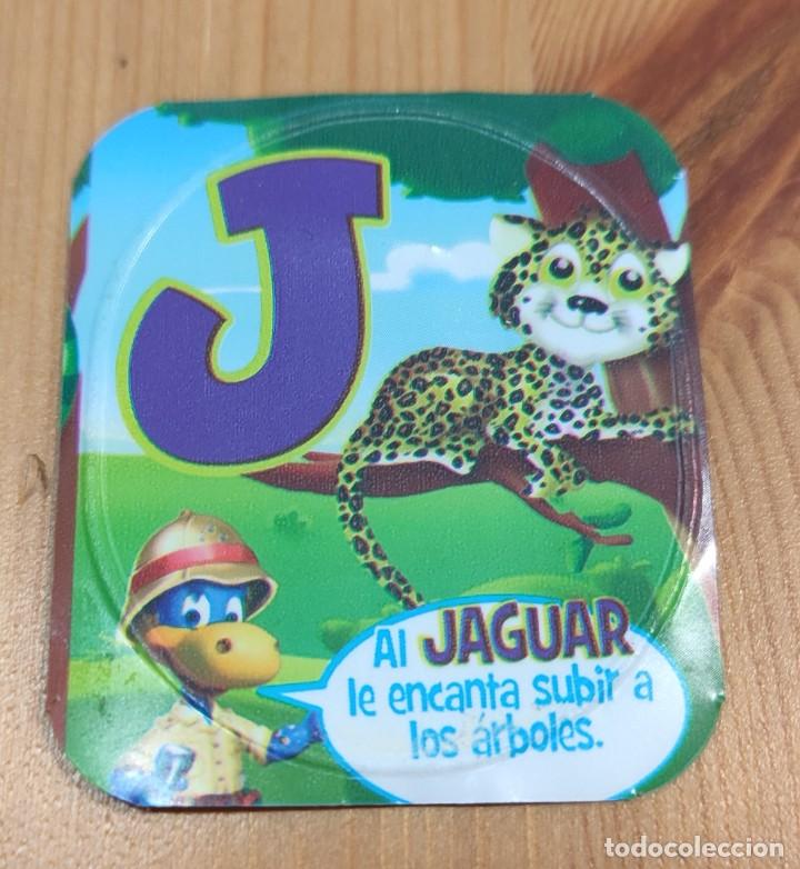 Coleccionismo Cromos antiguos: CROMO TAPA DE DANONE DANONINO PETIT SUISSE LETRA J JAGUAR