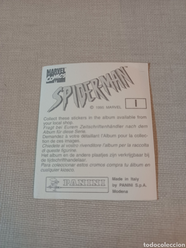 Coleccionismo cromos antiguos: Cromo spider-man 1995 Marvel c&oacute;mics PANINI N&deg;1 spiderman - Foto 2
