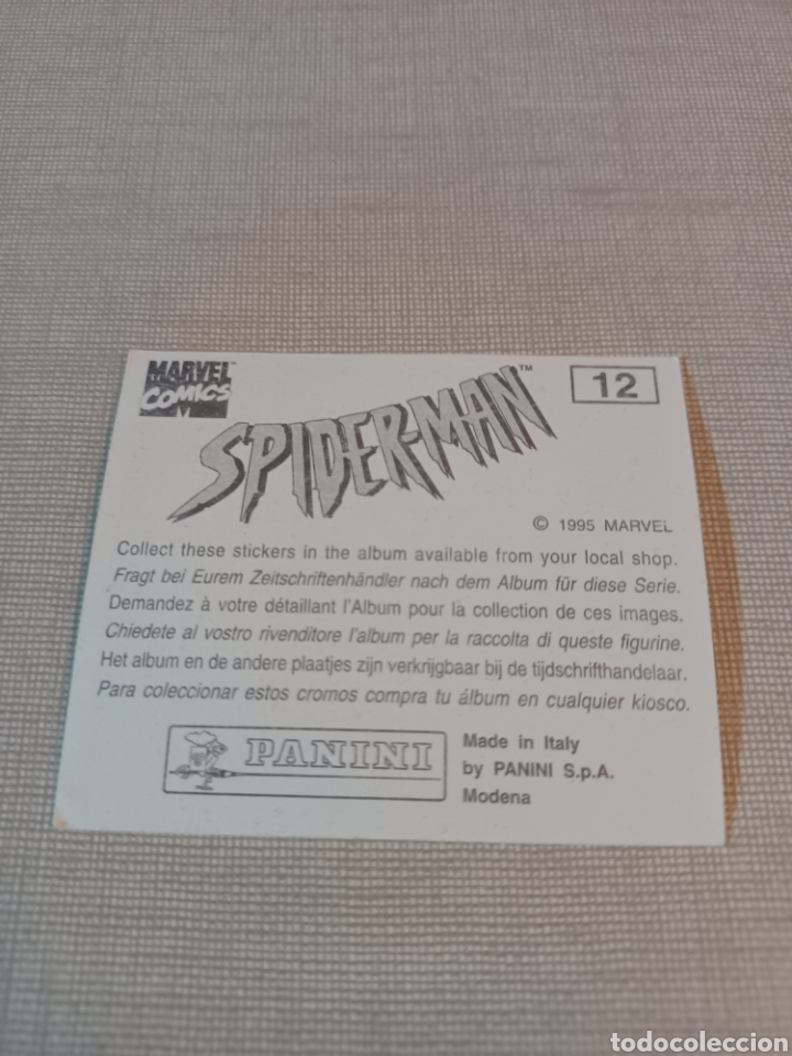 Coleccionismo cromos antiguos: Cromos spider-man 1995 Marvel c&oacute;mics PANINI N&deg;12 spiderman - Foto 2