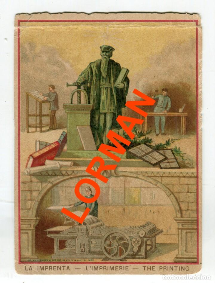 Coleccionismo cromos antiguos: LA EDAD DICHOSA LA IMPRENTA CROMO/LAMINA CARTON REVERSO CON TEXTO EXPLICATIVO A&Ntilde;OS 20