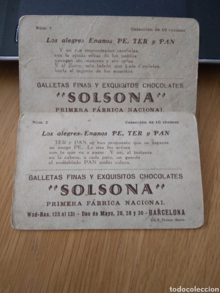 Coleccionismo cromos antiguos: cromos los alegres enanos Pe,Ter y Pan , chocolates Solsona - Foto 2