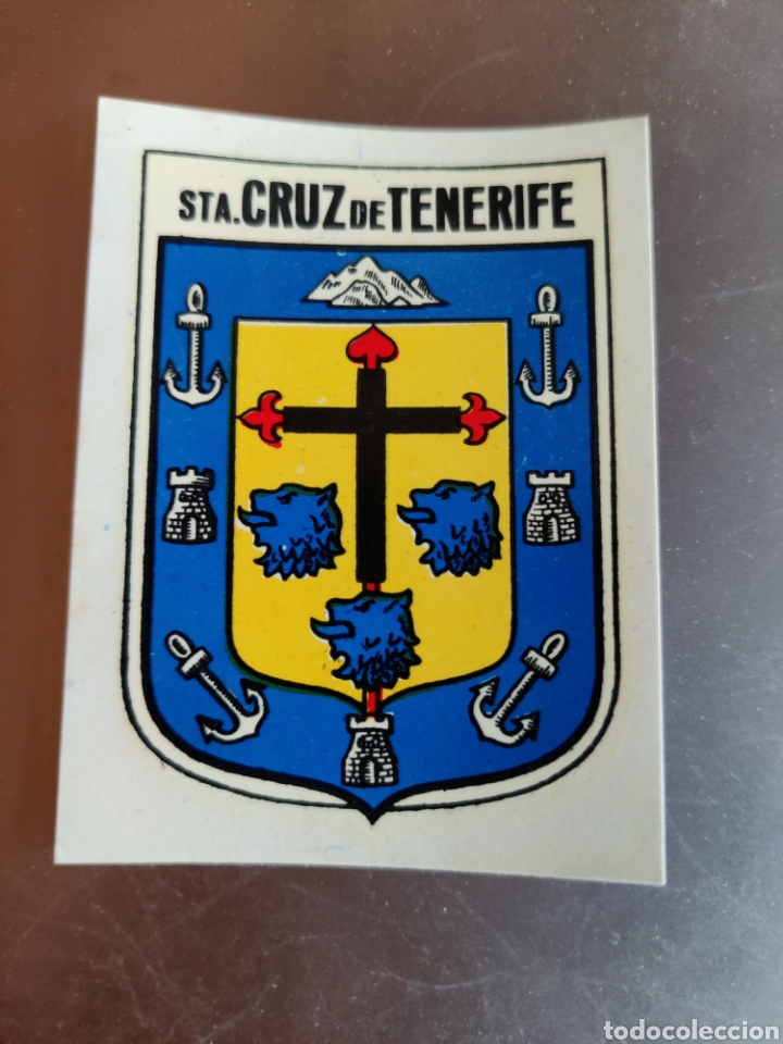 Sammeln alte Sammelbilder: Pegatina Cromo Calcoman&iacute;a A&ntilde;os 70 Nueva Resto Tienda Escudo de Sta. Cruz de Tenerife