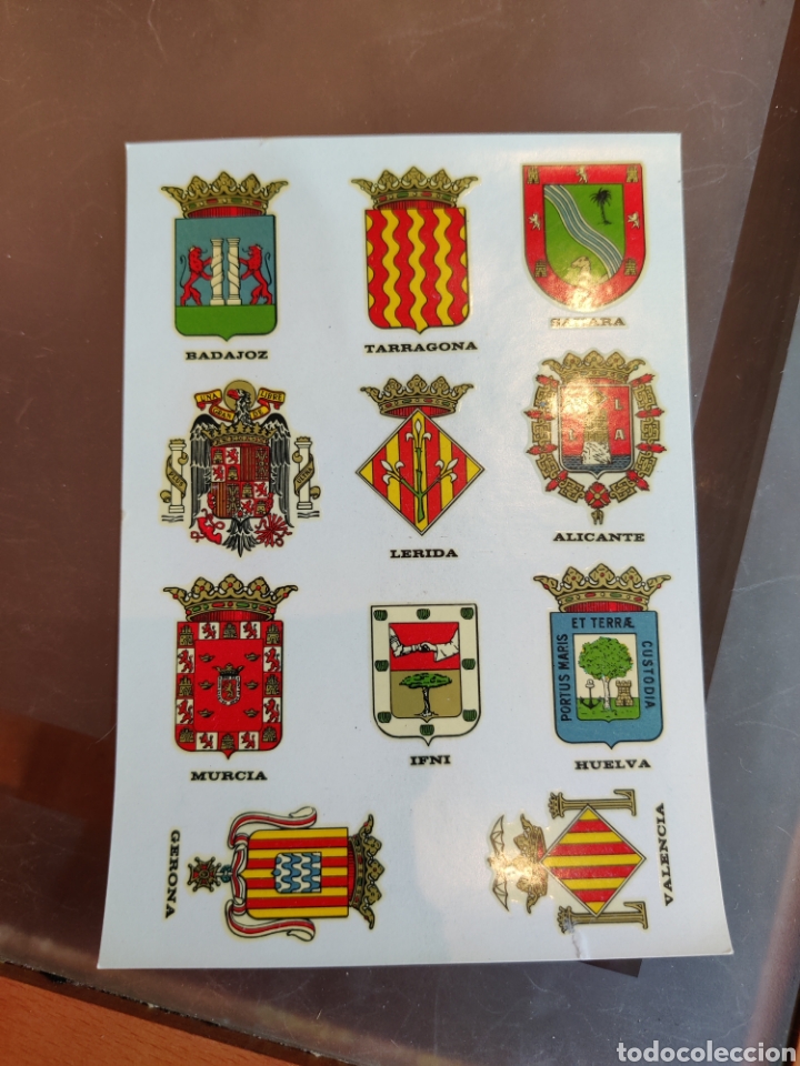 Coleccionismo cromos antiguos: Hoja Calcoman&iacute;a Pegatina cromo a&ntilde;os 70 Nueva Resto Tienda Ortega serie M 604 provincias Espa&ntilde;a