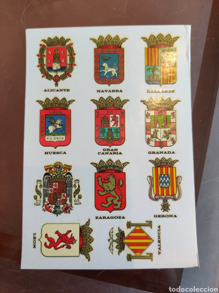Coleccionismo cromos antiguos: Hoja Calcoman&iacute;a Pegatina cromo a&ntilde;os 70 Nueva Resto Tienda Ortega serie M 607 provincias Espa&ntilde;a