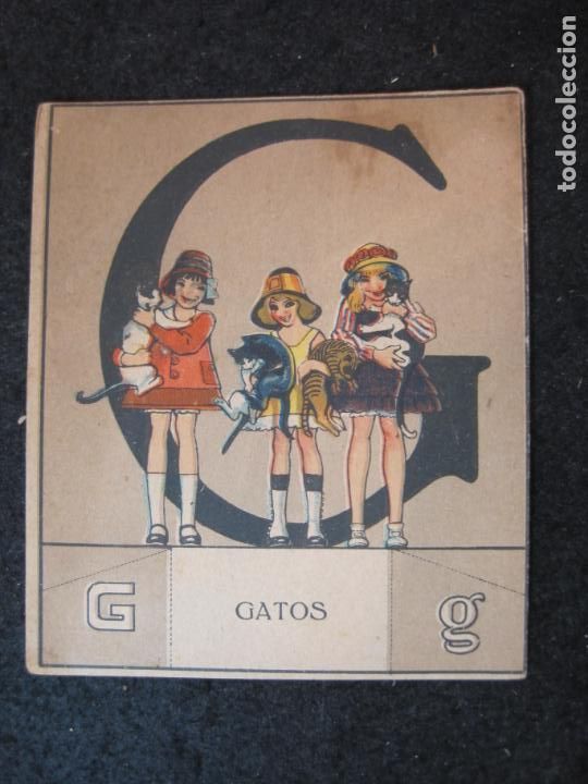 Coleccionismo cromos antiguos: OPISSO-ABECEDARIO-LETRA G-GATOS-CROMO ANTIGUO-VER FOTOS-(82.289)