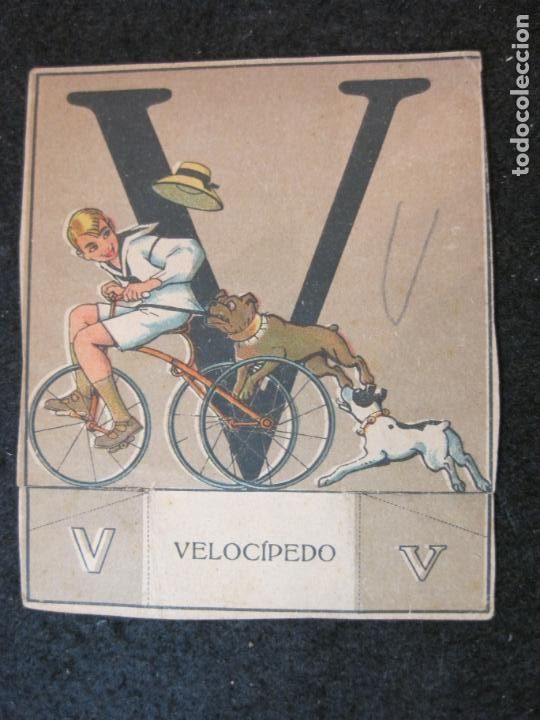 Coleccionismo cromos antiguos: OPISSO-ABECEDARIO-LETRA V-VELOCIPEDO-CROMO ANTIGUO-VER FOTOS-(82.294)