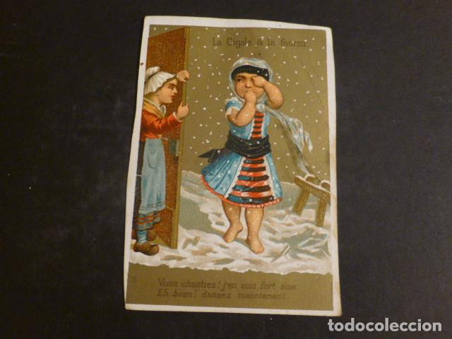 Coleccionismo cromos antiguos: NI&Ntilde;A REPRESENTANDO F&Aacute;BULA CROMO SIGLO XIX - Foto 1