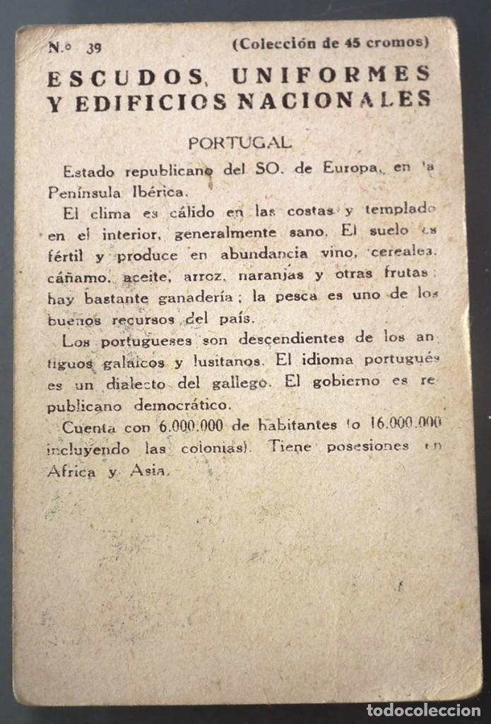 Coleccionismo cromos antiguos: CROMO ESCUDOS, UNIFORMES Y EDIFICIOS NACIONALES - PORTUGAL - Foto 2