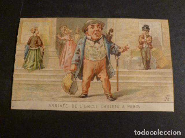 Collectable Antique Stickers: EL TIO CHULETA EN PARIS ANTIGUO CROMO