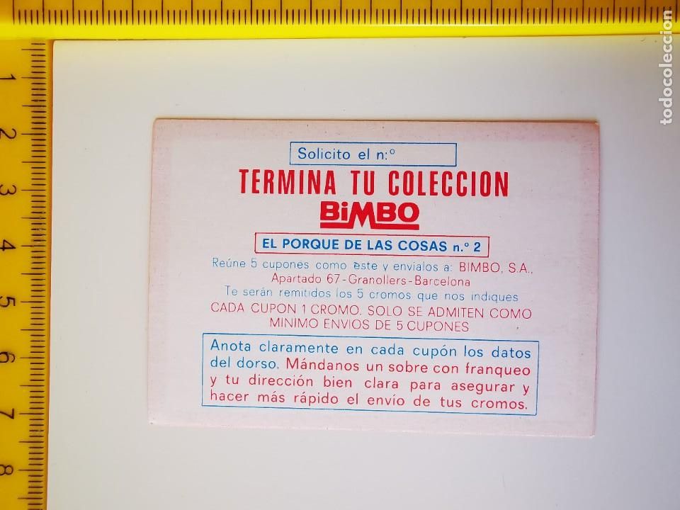 Sammeln alte Sammelbilder: CROMO VALE CUPON EL PORQUE DE LAS COSAS 2 PANRICO BIMBO TERMINA TU COLECCION
