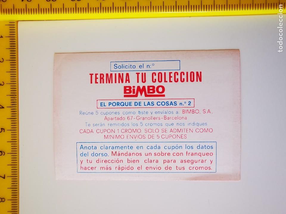 Sammeln alte Sammelbilder: CROMO VALE CUPON EL PORQUE DE LAS COSAS 2 PANRICO BIMBO TERMINA TU COLECCION