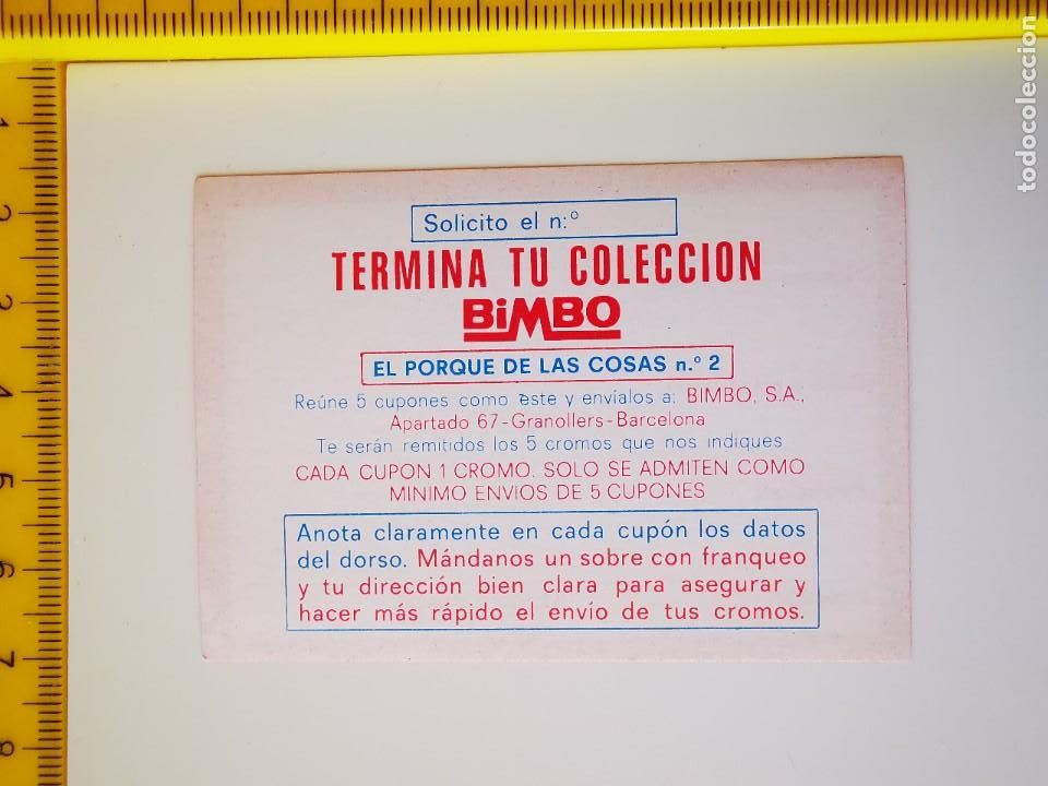 Sammeln alte Sammelbilder: CROMO VALE CUPON EL PORQUE DE LAS COSAS 2 PANRICO BIMBO TERMINA TU COLECCION