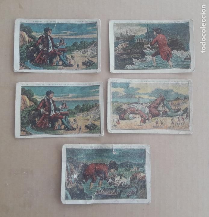 Coleccionismo Cromos antiguos: LOTE 5 CROMOS - VIAJE LEMUEL GULLIVER EN LOS PAISES DE LOS ENANOS - CHOCOLATES ALVARRUIZ ALBACETE