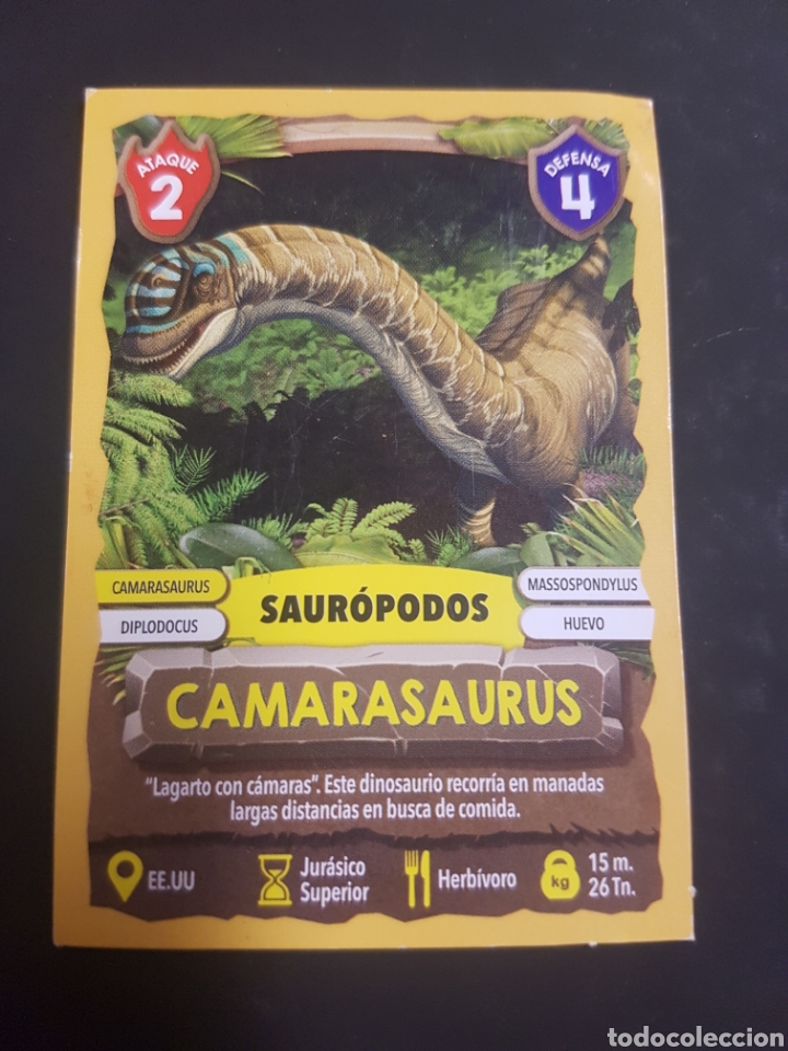 Coleccionismo cromos antiguos: DINOSAURUS DINOWAR CARDS GAME CAMARASAURUS - Foto 1
