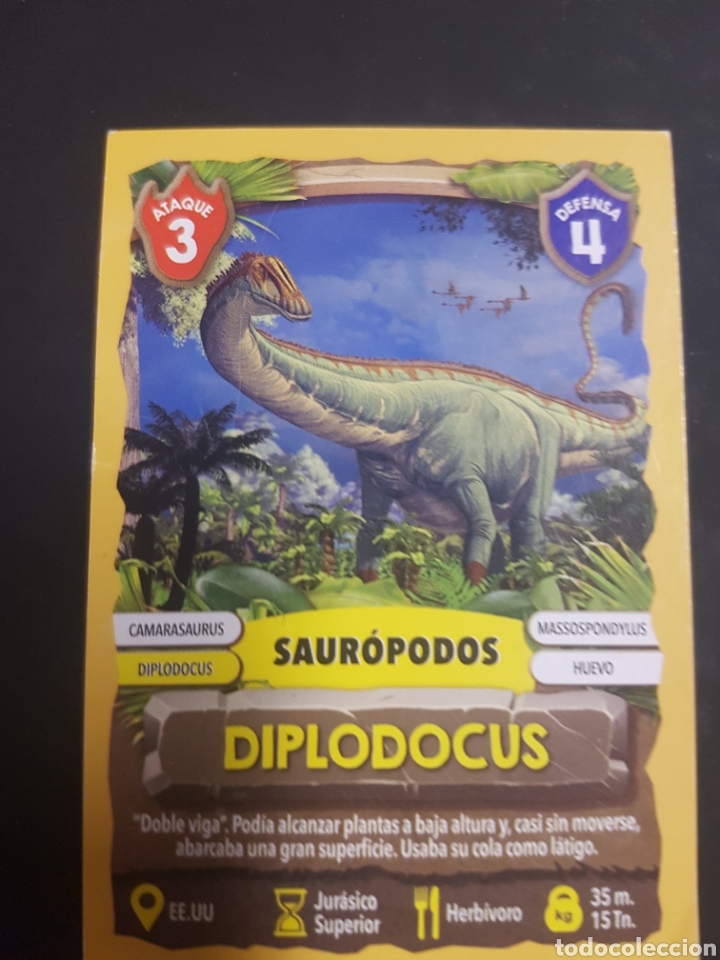Coleccionismo cromos antiguos: DINOSAURUS DINOWAR CARDS GAME DIPLODOCUS - Foto 1