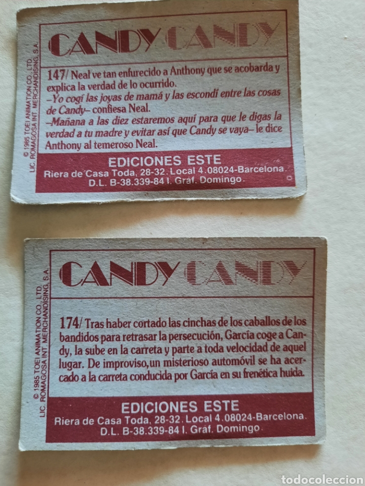 Coleccionismo cromos antiguos: Cromos Candy Candy, Ediciones Este, N. 147 y 174 - Foto 2