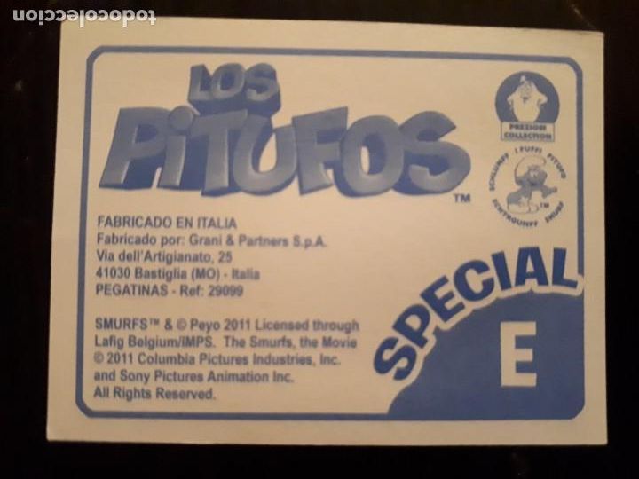 Coleccionismo cromos antiguos: CROMO STICKER LETRA E LOS PITUFOS (2011 GIOCCI PREZIOSI) - Foto 2