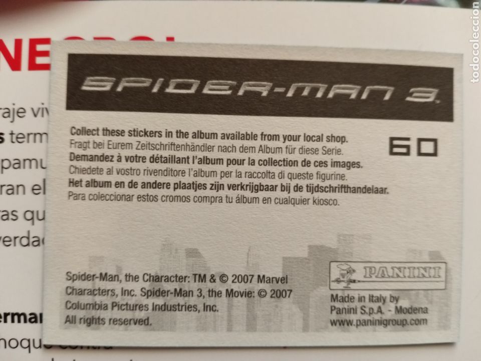 Coleccionismo cromos antiguos: Cromo Spiderman 3 n&deg; 60 - Foto 2