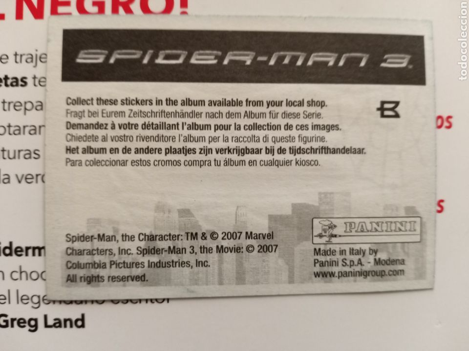 Coleccionismo cromos antiguos: Cromo Spiderman 3 B - Foto 2