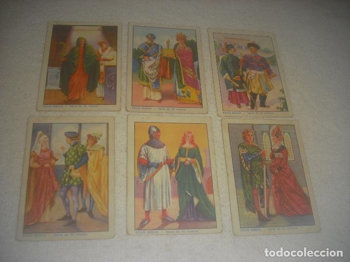 Coleccionismo cromos antiguos: EL TRAJE A TRAVES DE LOS SIGLOS . EDAD MEDIA . LOTE DE 6 CROMOS DE LOS 12,NUMEROS 1,2,3,5,6 Y 9