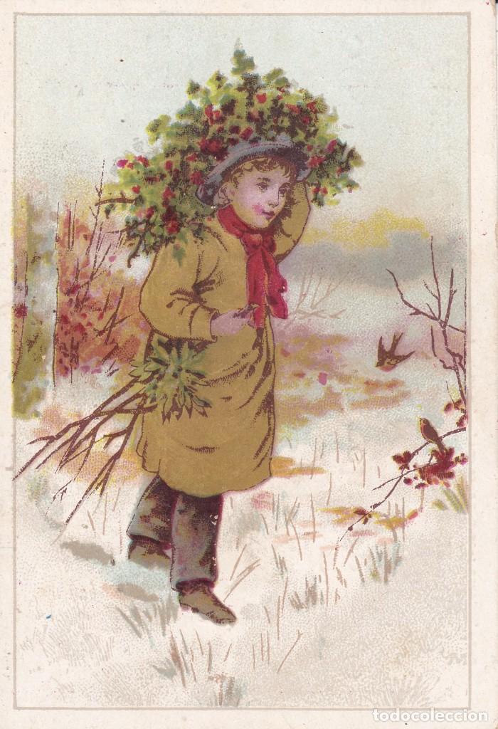Coleccionismo cromos antiguos: A la Botte Rouge Frabrique de Chaussures A. Joulia finales siglo XIX Francia 7x10 ctms