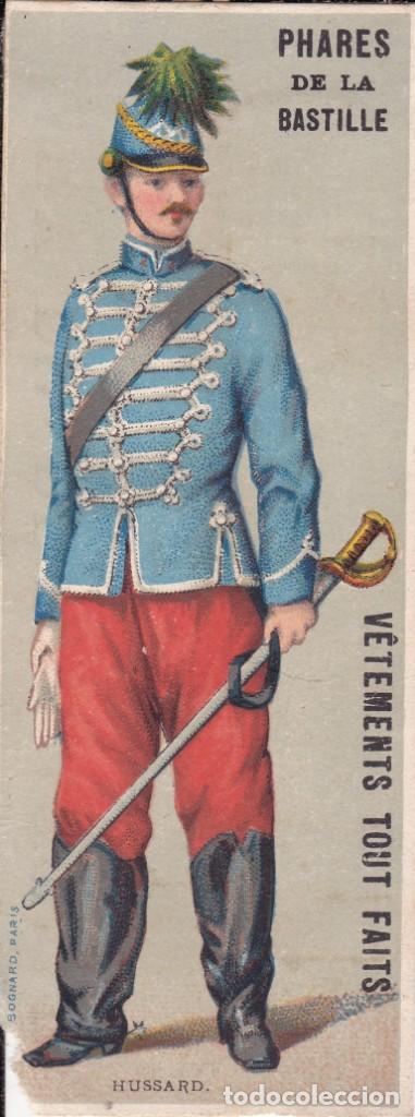 Coleccionismo Cromos antiguos: Phares de la Bastille Hussard finales siglo XIX Francia 5x13ctms