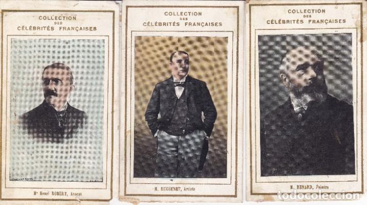 Coleccionismo Cromos antiguos: 3 cromos celebrites Francia finales siglo XIX