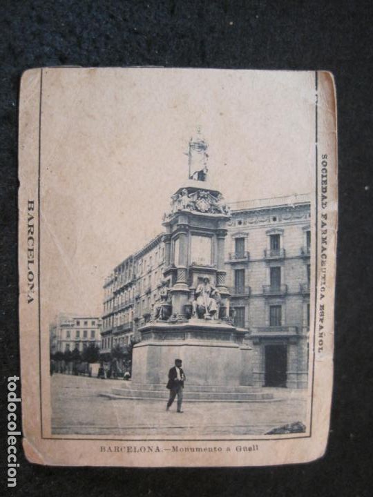 Collectable Antique Stickers: BARCELONA-SOCIEDAD FARMACIA ESPA&Ntilde;OLA-MONUMENTO A GUELL-PUBLICIDAD ODONTINA-VER FOTOS-(85.162)