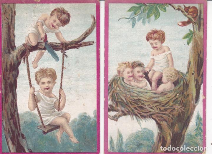 Coleccionismo cromos antiguos: 2 cromos finales siglo XIX 6,5 x 10 ctms.