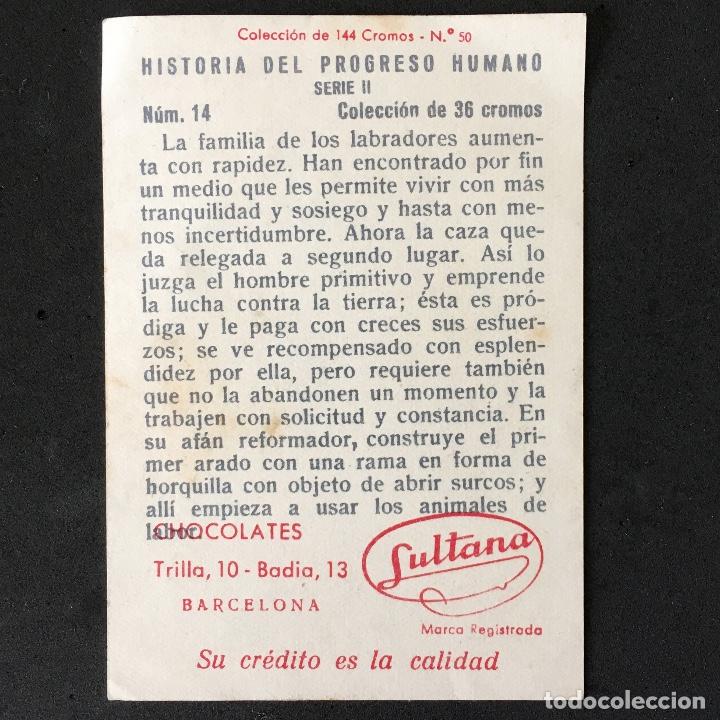 Coleccionismo cromos antiguos: Cromo HISTORIA DEL PROGRESO HUMANO - 50 - CHOCOLATES SULTANA - Foto 2